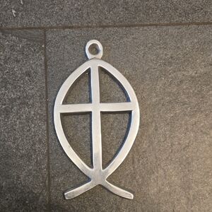 Silver Fish Cross Wall Decor